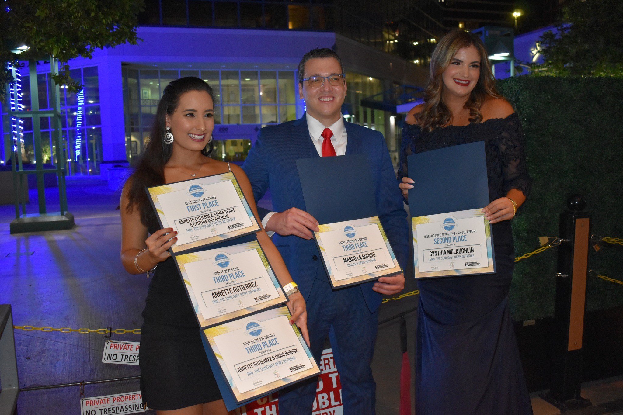 Annette Gutierrez, Marco La Manno, and Cynthia McLaughlin were recognized at the Sunshine State Awards.